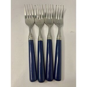 Stanley Roberts Spectrum Navy Blue Stainless 6 3/4" Salad Forks Lot Of 4 #2
